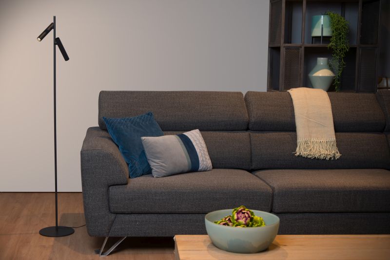 Lucide PHILON - Stojacia lampa na čítanie - Ø 23 cm - LED Rozm. - 2x4,5W 3000K - Čierna